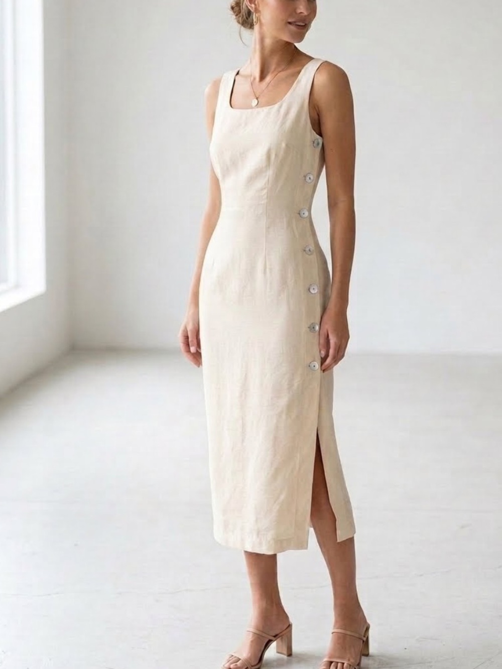 Episode 90s Cream Dress - 100% Silk